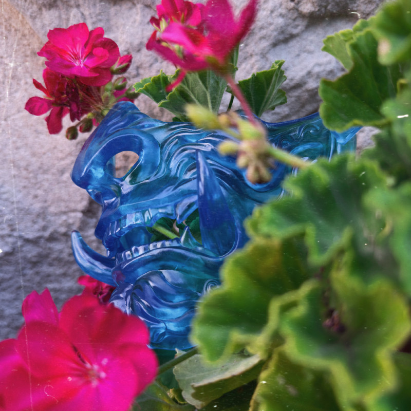 Mascara Hannya Japonesa AZUL, oni mask, mempo mask