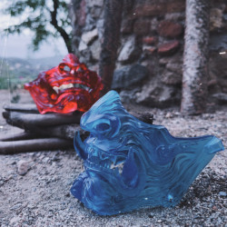 Mascara Hannya Japonesa AZUL, oni mask, mempo mask