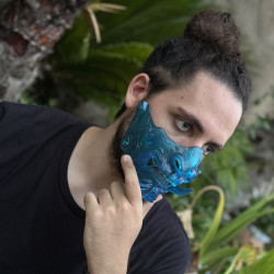 Mascara Hannya Japonesa AZUL, oni mask, mempo mask